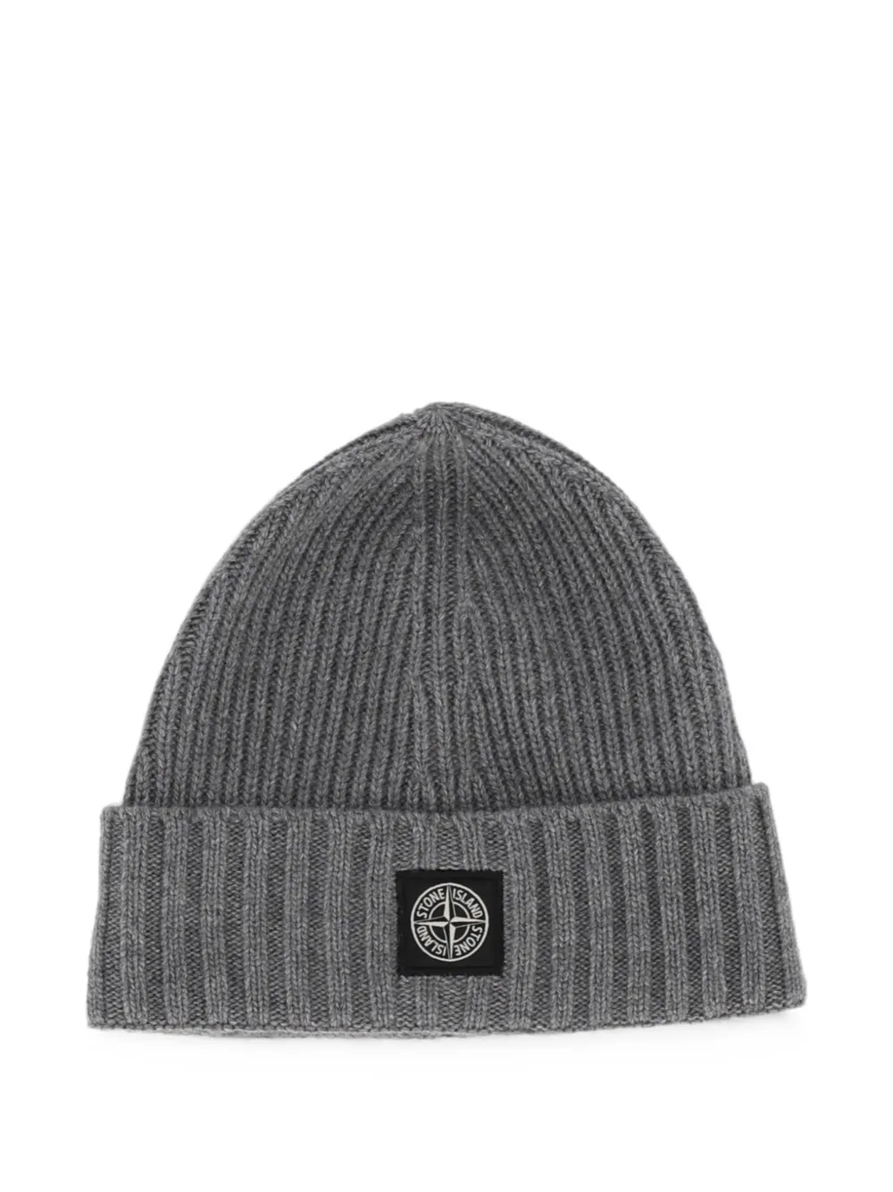 Stone Island Junior logo-patch knitted hat - Grigio