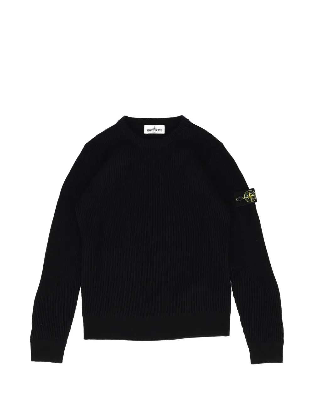 Stone Island Junior logo-patch ribbed-knit sweater - Nero
