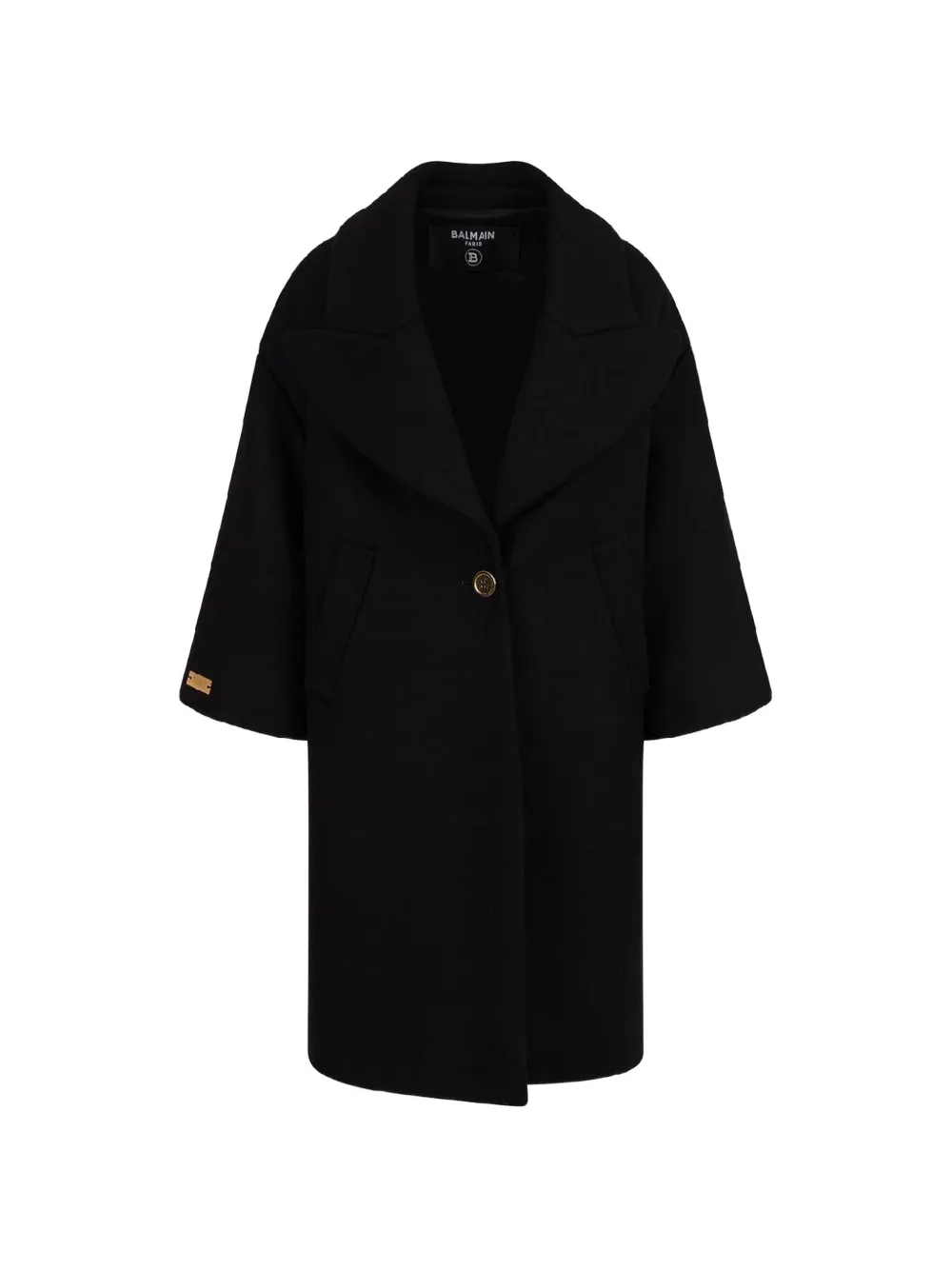Balmain Kids Oversized-Mantel mit Logo-Schild - Schwarz