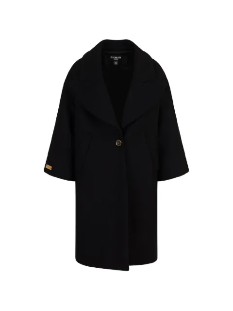 Balmain Kids logo-plaque button-fastening coat