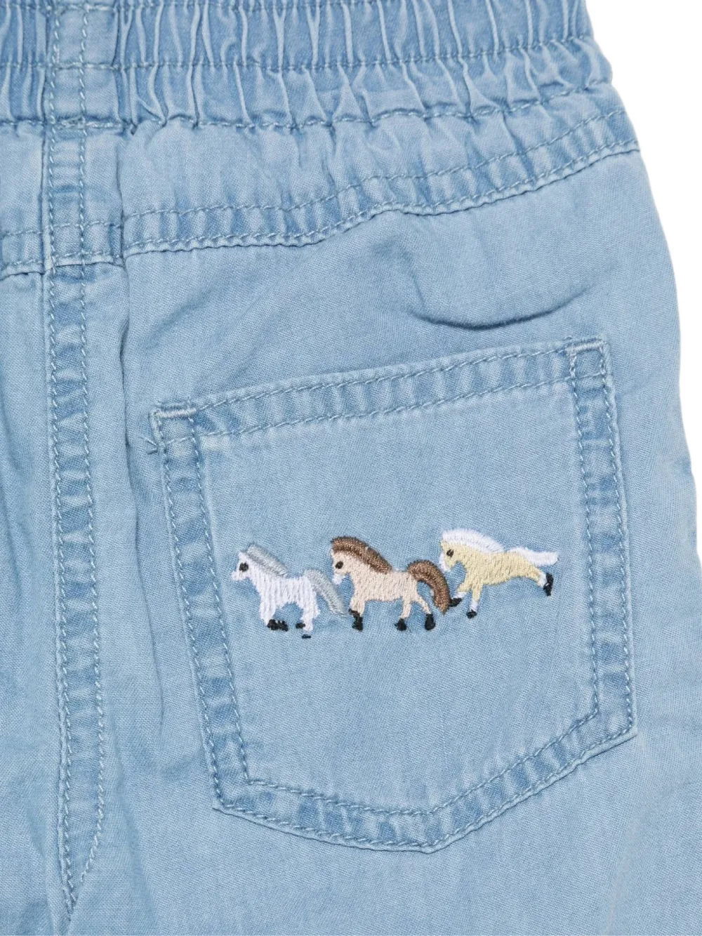 Stella McCartney Kids Broek met elastische taille en geborduurd paard Blauw