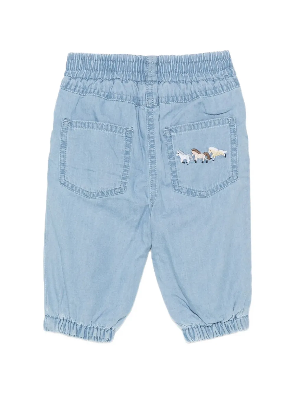Stella McCartney Kids Broek met elastische taille en geborduurd paard Blauw