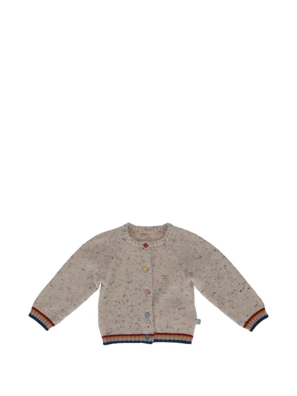 Stella McCartney Kids flecked-knit striped-trim cardigan - Toni neutri