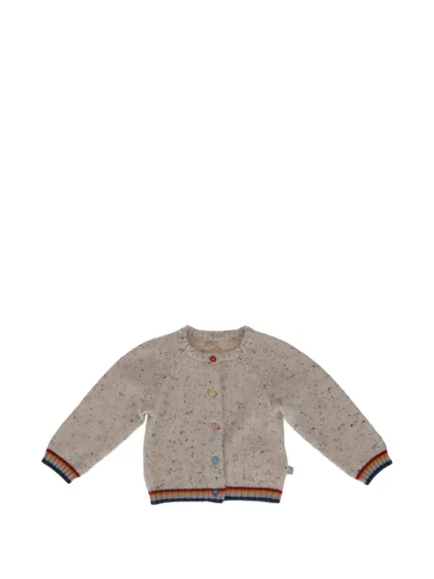 Stella McCartney Kids flecked-knit striped-trim cardigan