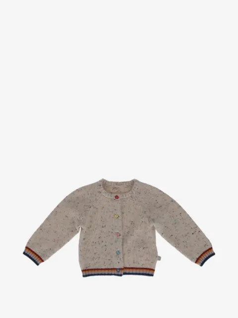 Stella McCartney Kids flecked-knit striped-trim cardigan