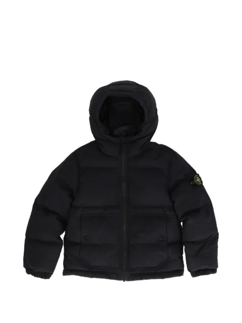 Stone Island Junior logo-patch hooded coat