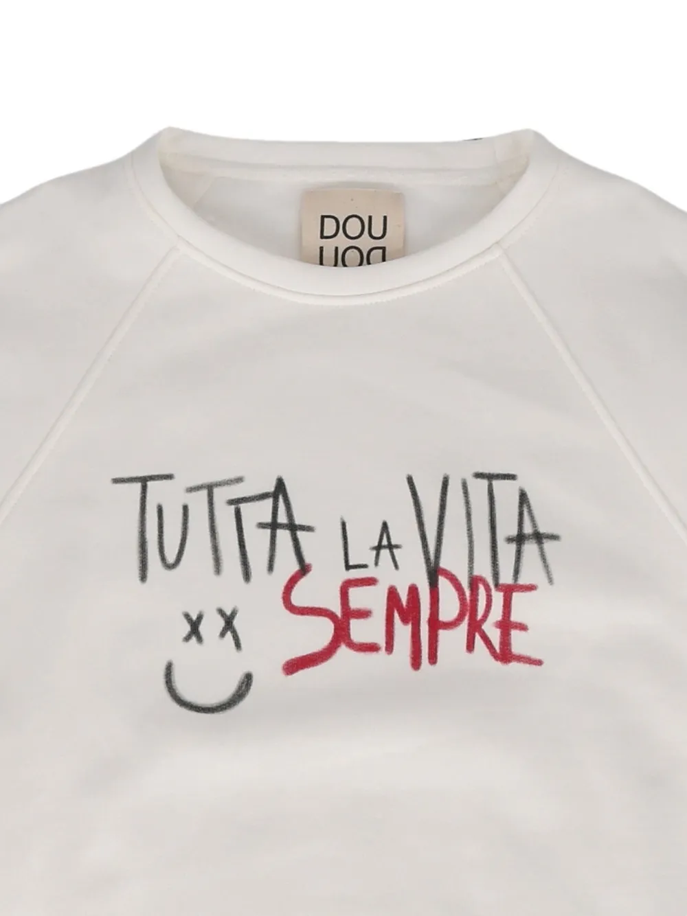 Douuod Kids Sweater met grafische print en raglan mouwen Wit
