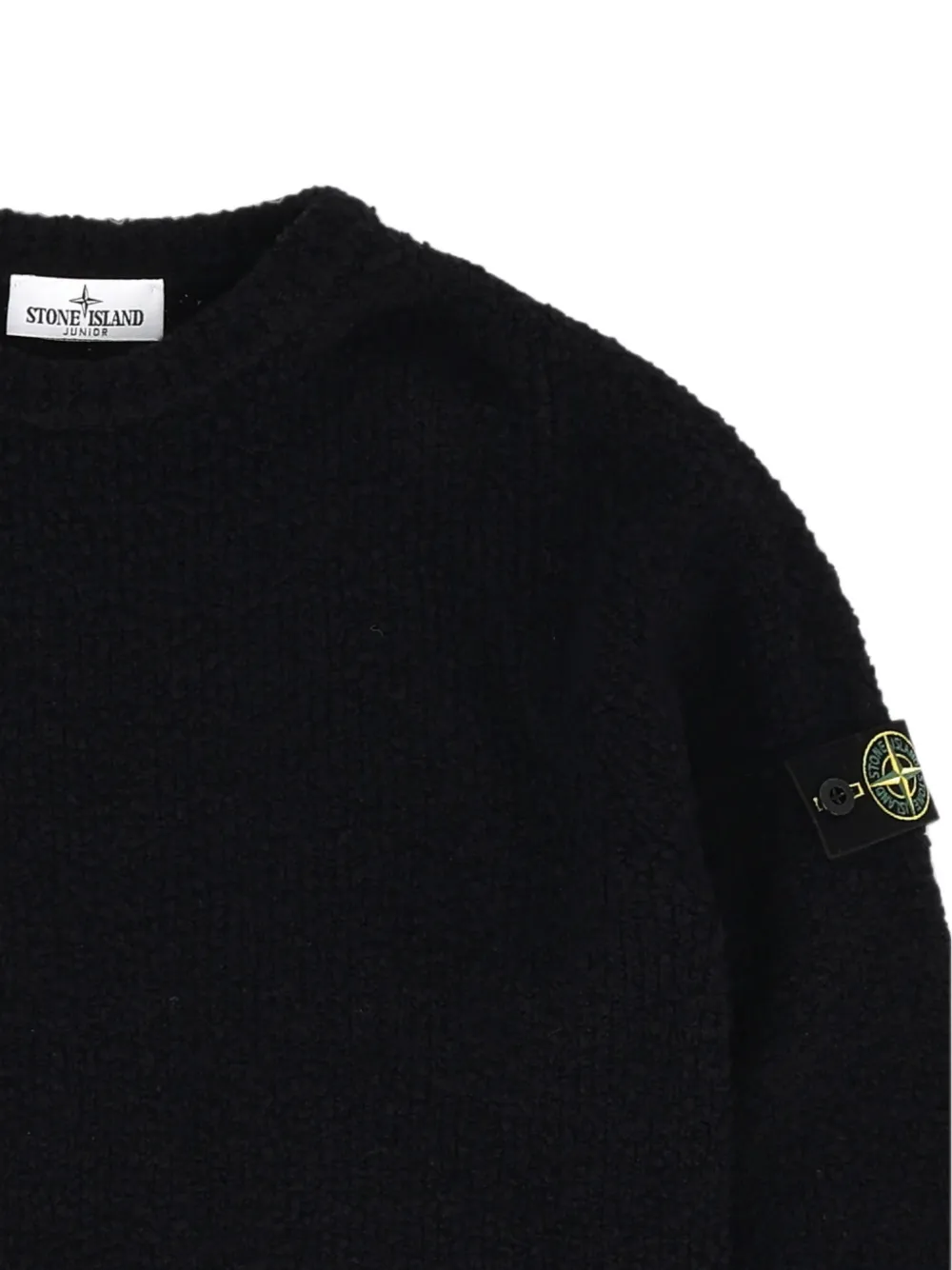 Stone Island Junior Trui met logopatch Zwart