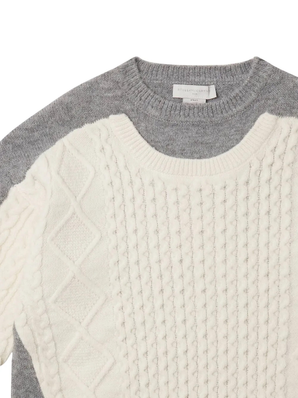 Stella McCartney Kids Kabelgebreide trui met gelaagd effect Grijs