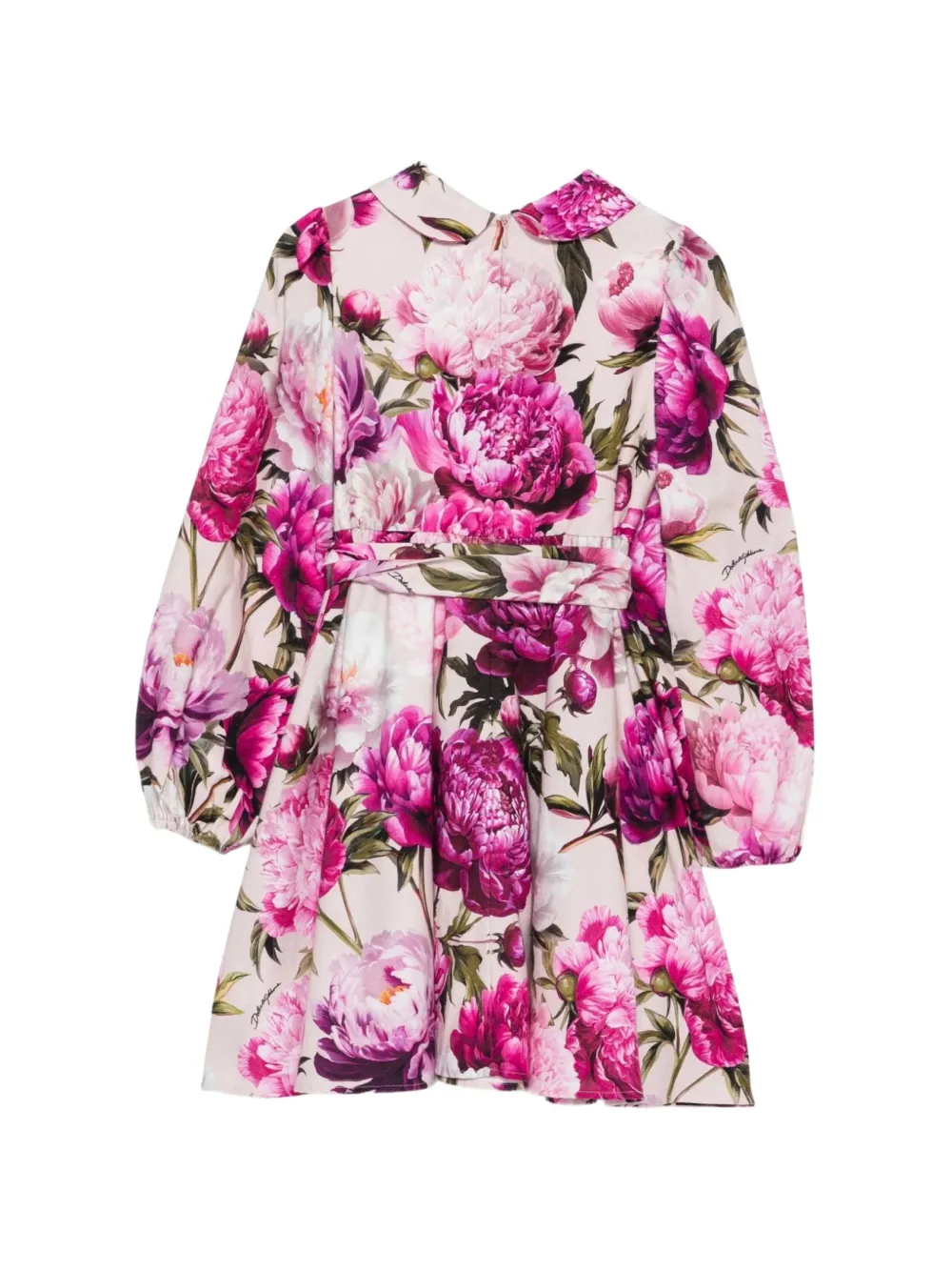 Dolce & Gabbana Kids Flanellen jurk met bloemen-print Beige