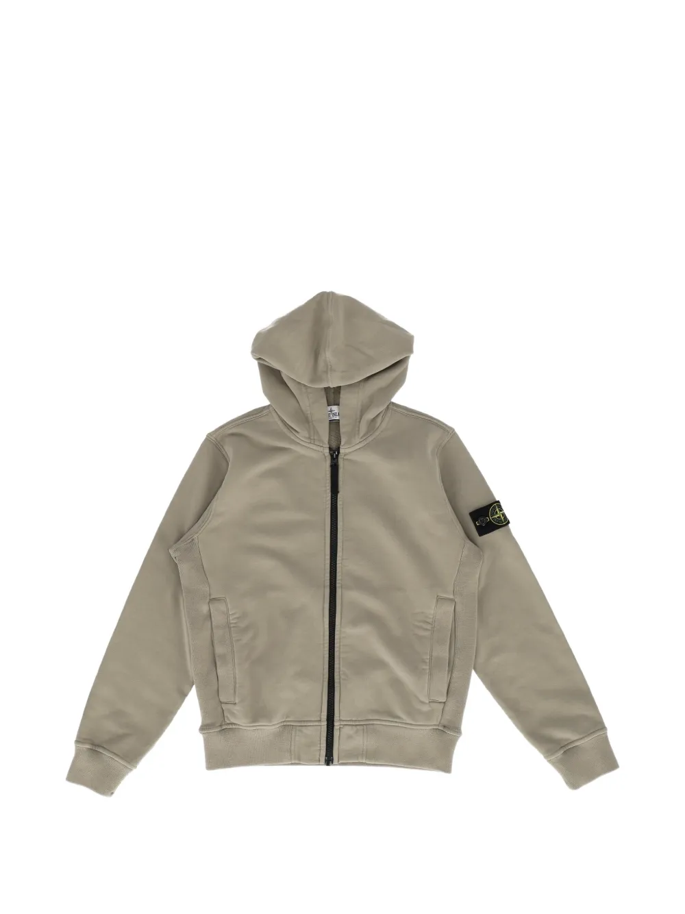 Stone Island Junior Compass-patch zip-up hoodie - Grigio