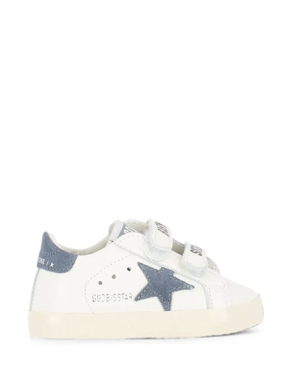 Golden Goose Kids Baby Old School sneakers van wit leer met denim-blauwe suède ster
