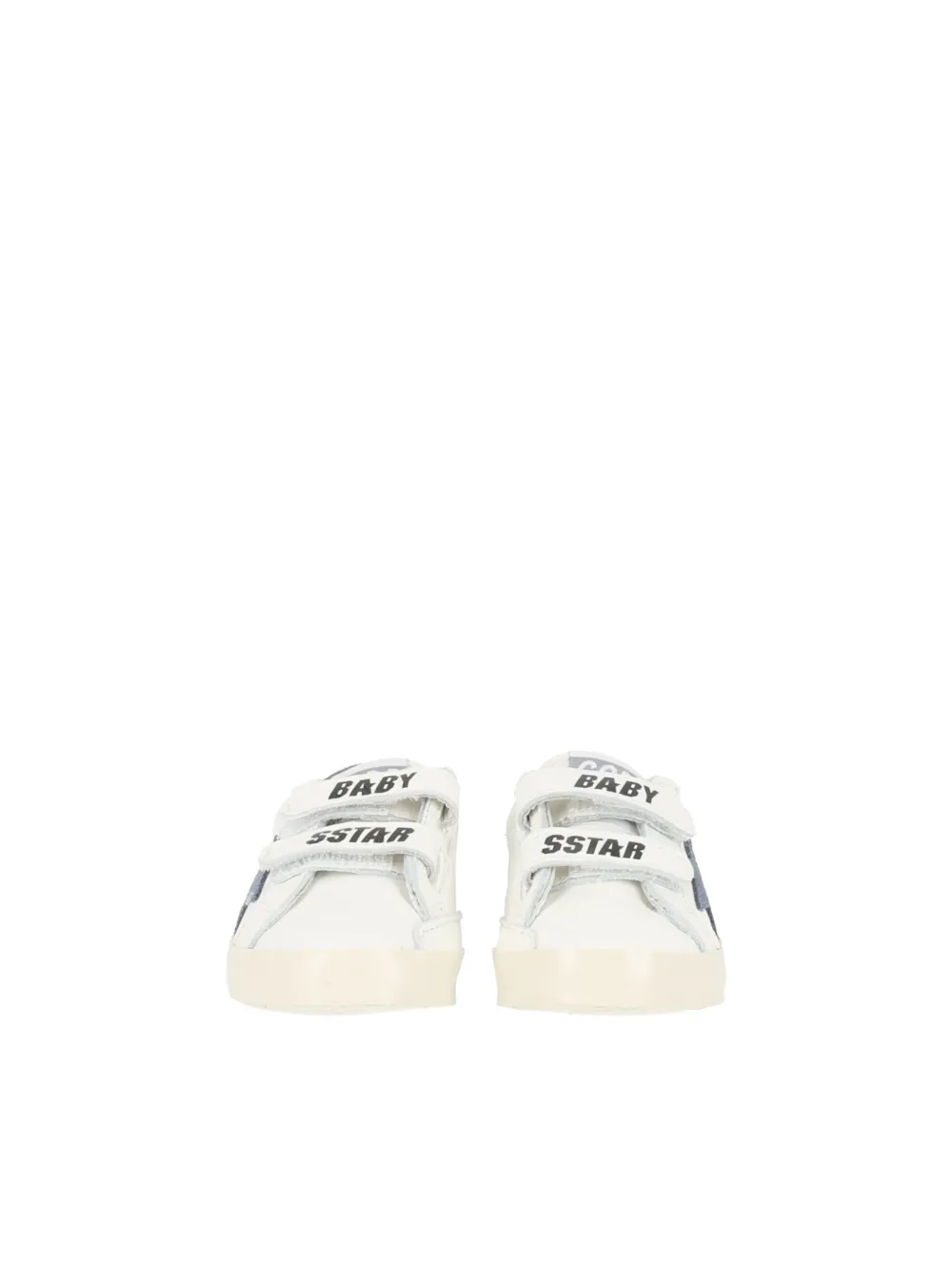 Golden Goose Kids Baby Old School sneakers van wit leer met denim-blauwe suède ster