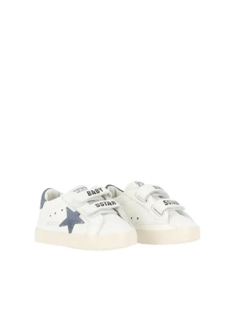 Golden Goose Kids baskets Baby Old School en cuir blanc avec étoile en daim bleu jean
