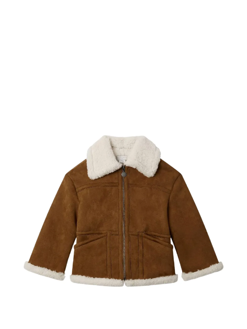 Stella McCartney Kids faux-shearling-trim faux-suede jacket - Marrone
