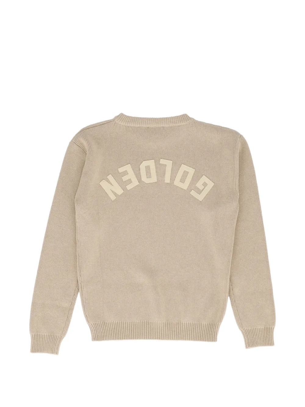 Golden Goose Kids Ribgebreide trui met logo-patch Beige