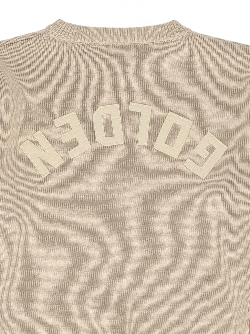 Golden Goose Kids Ribgebreide trui met logo-patch Beige