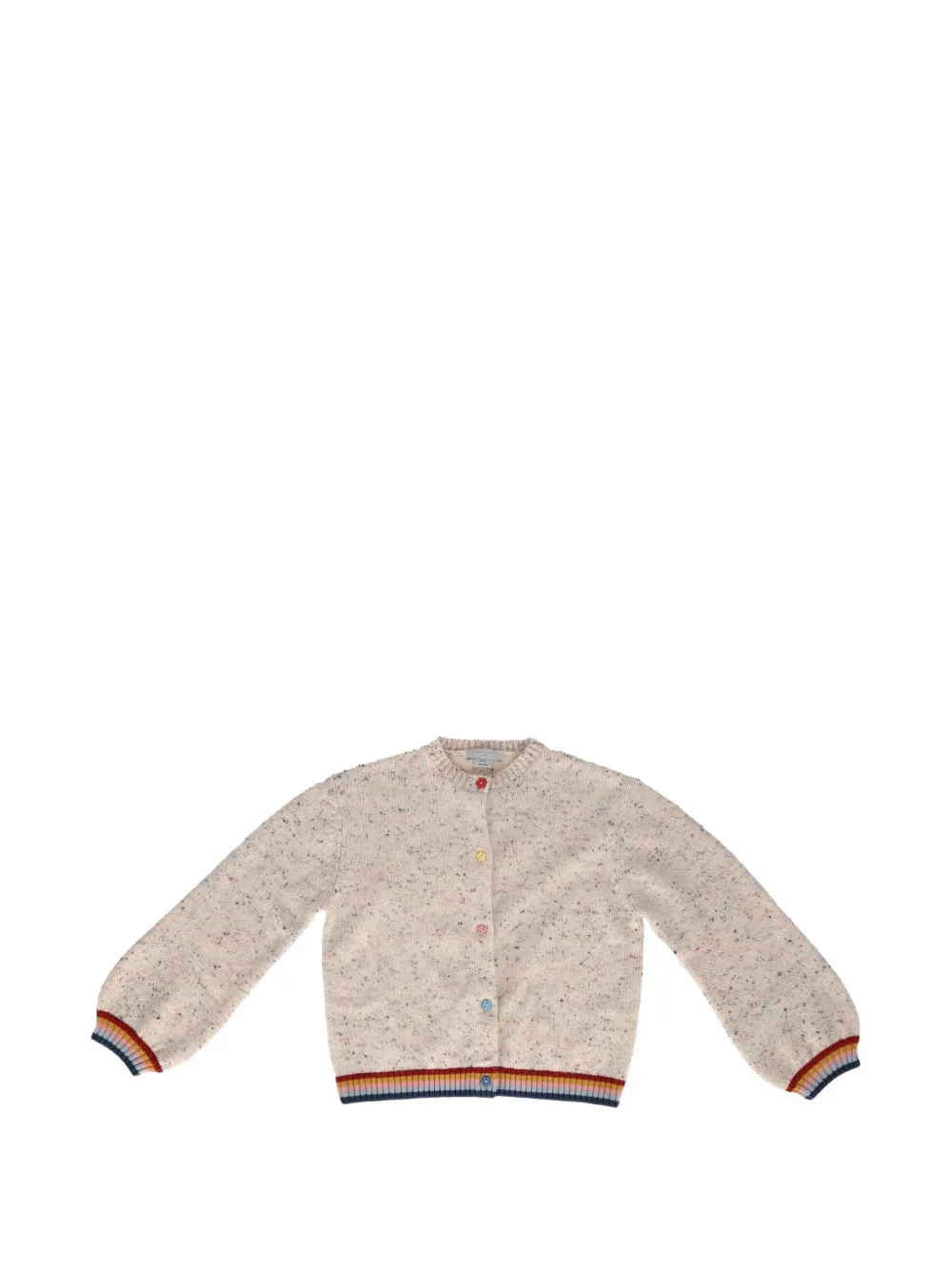 Stella McCartney Kids flecked-knit striped-trim cardigan - Toni neutri