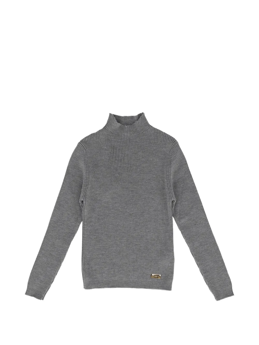 Balmain Kids ribbed-knit high-neck sweater - Grigio