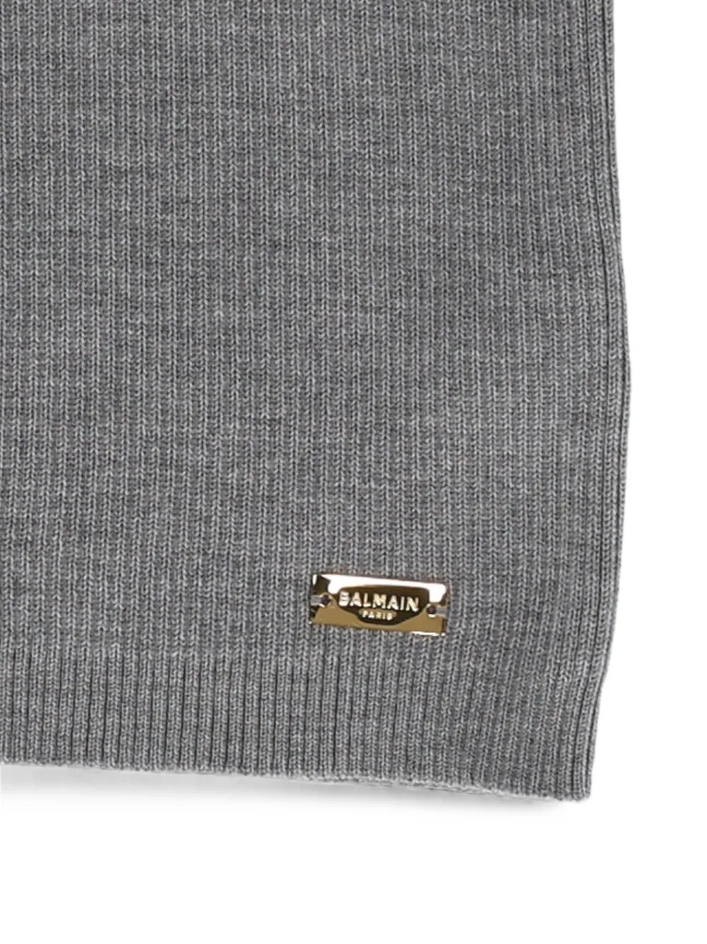 Balmain Kids Ribgebreide trui met hoge hals Grijs