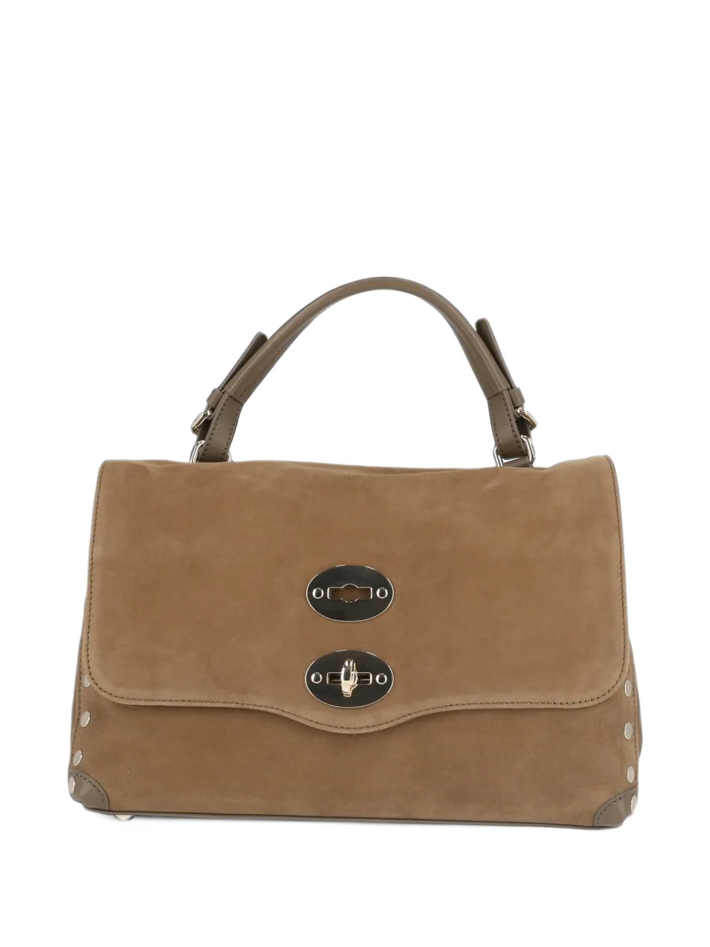 Zanellato Kleine Postina Zashmere leren shopper verfraaid met studs Bruin