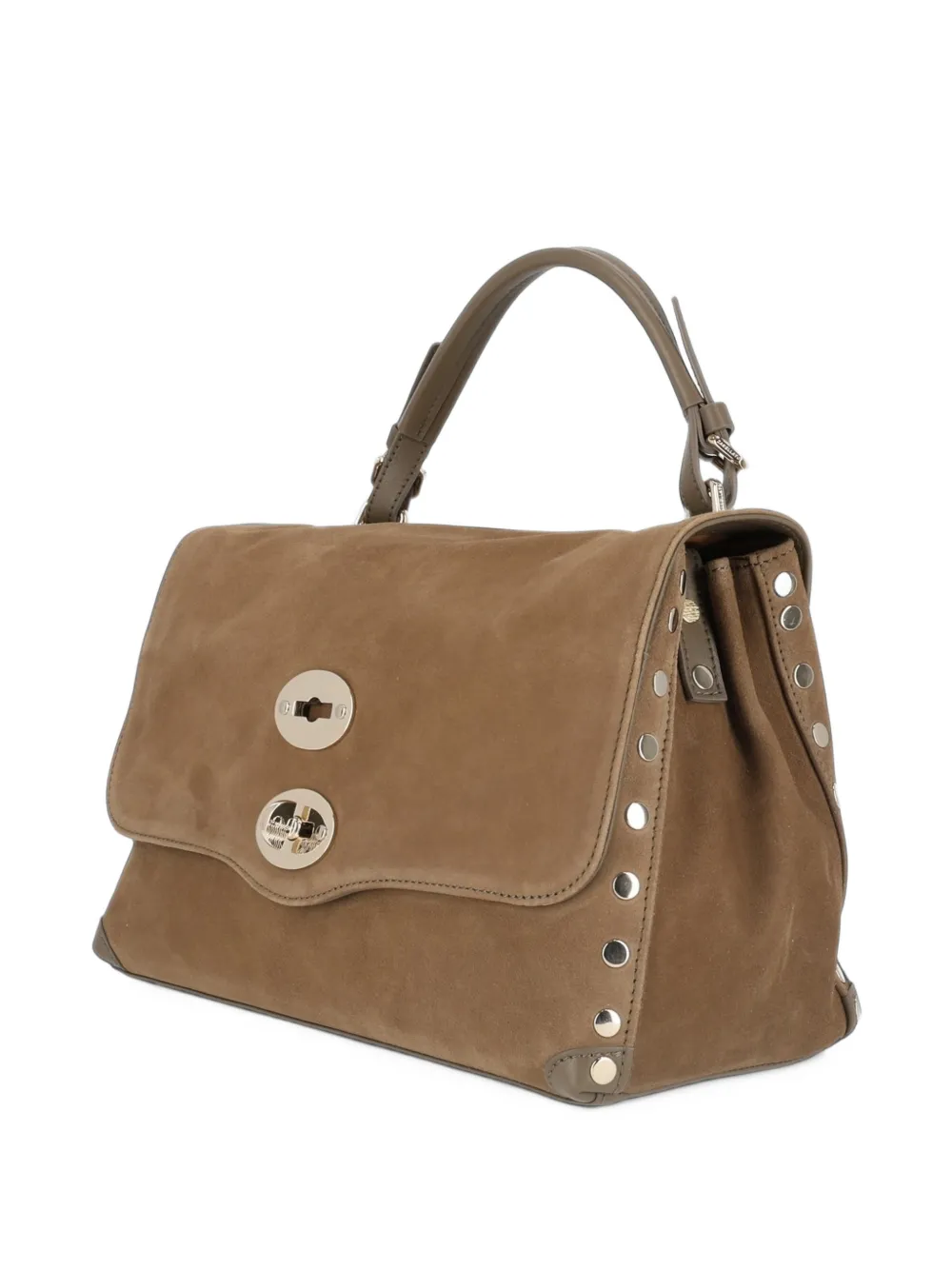Zanellato Kleine Postina Zashmere leren shopper verfraaid met studs Bruin