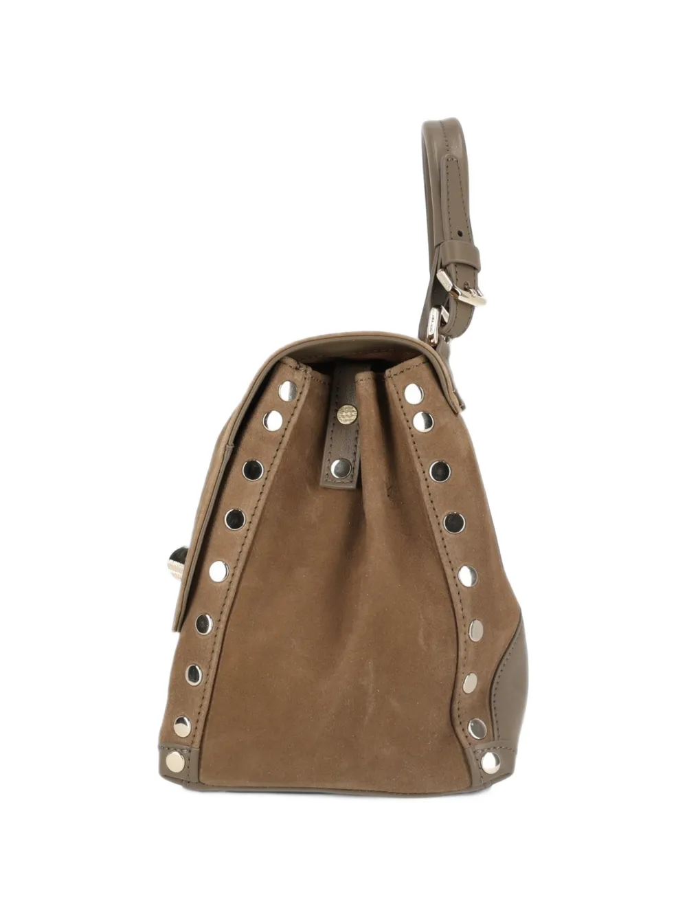 Zanellato Kleine Postina Zashmere leren shopper verfraaid met studs Bruin