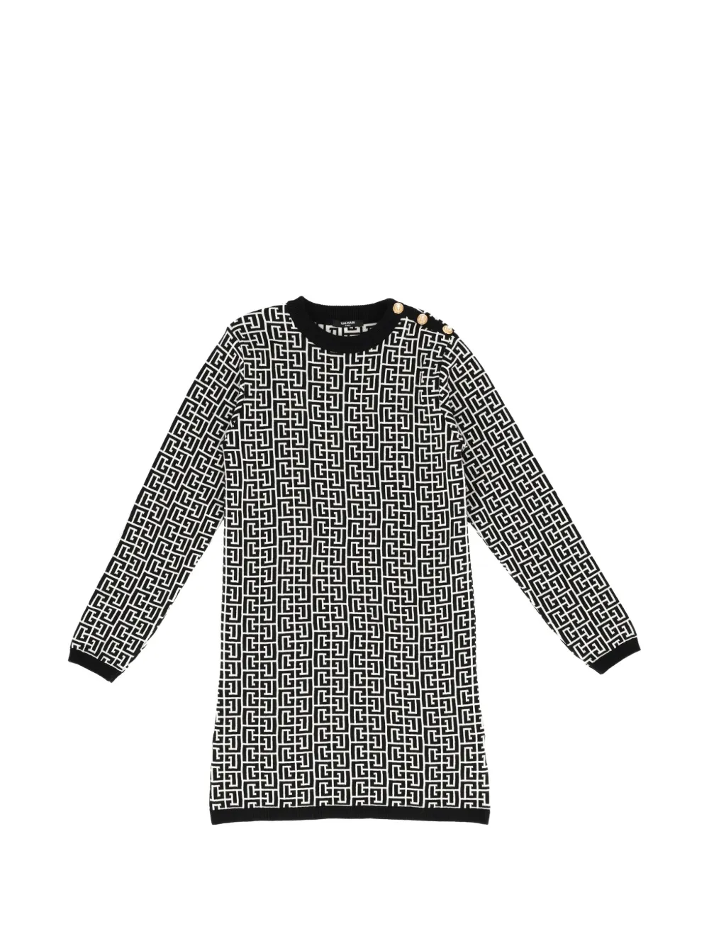 Balmain Kids monogram-knit button-detail dress - Nero