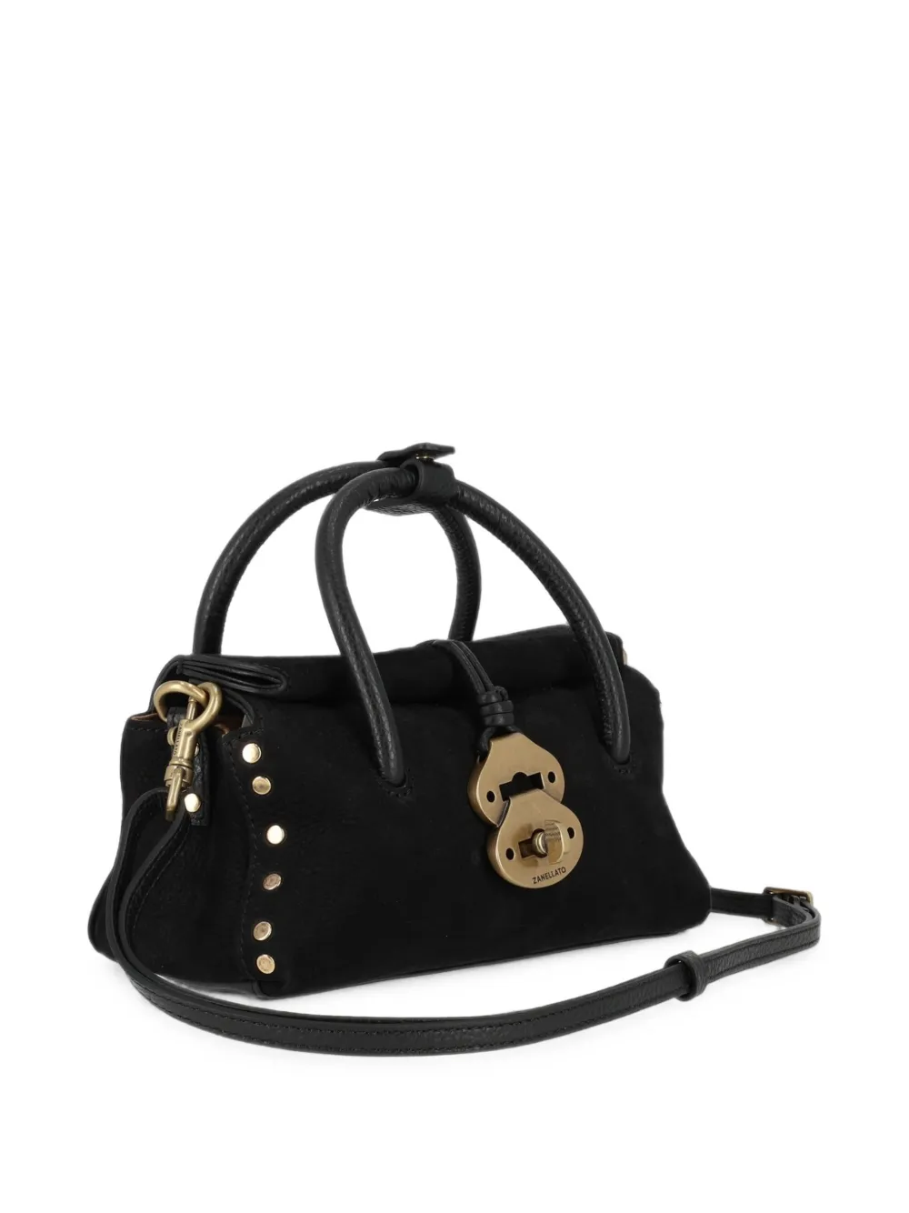 Zanellato Dotta Jones leren shopper met studs Zwart