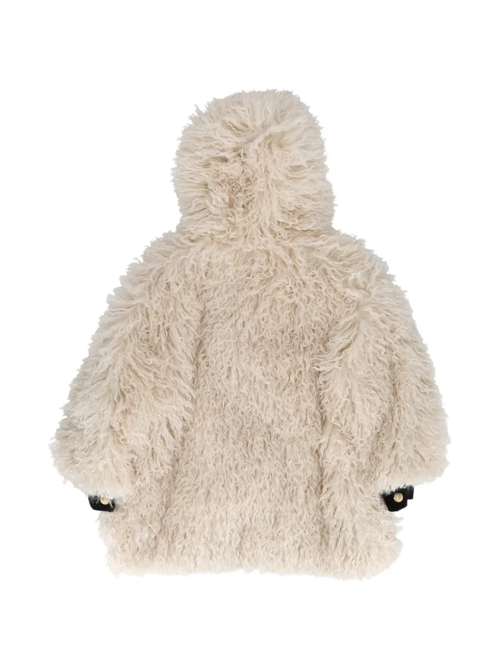 Balmain Kids Jack van imitatiebont met capuchon Beige