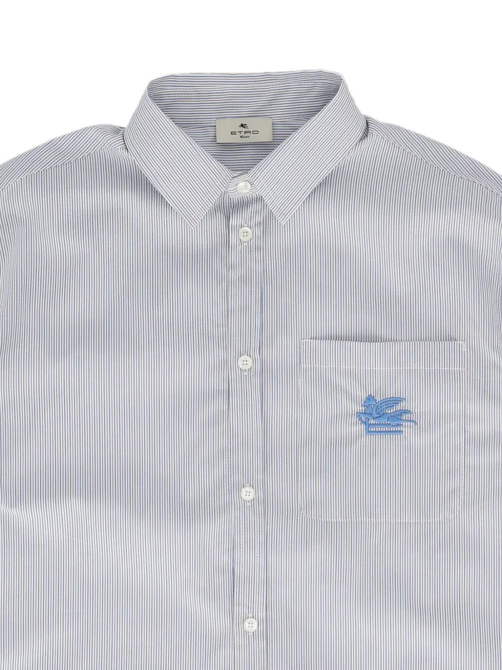 ETRO KIDS Gestreept shirt met Pegasus-borduurwerk Grijs