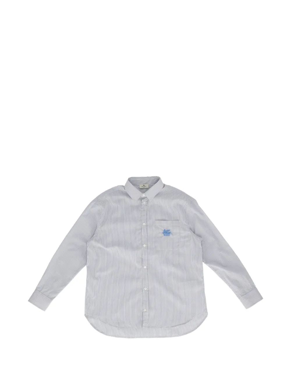 ETRO KIDS Pegasus-embroidered striped shirt - Grigio