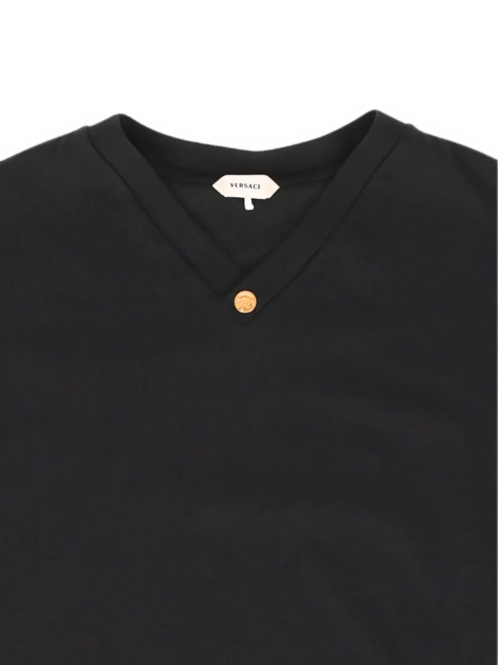 Versace Kids T-shirt met Medusa-knoop en V-hals Zwart
