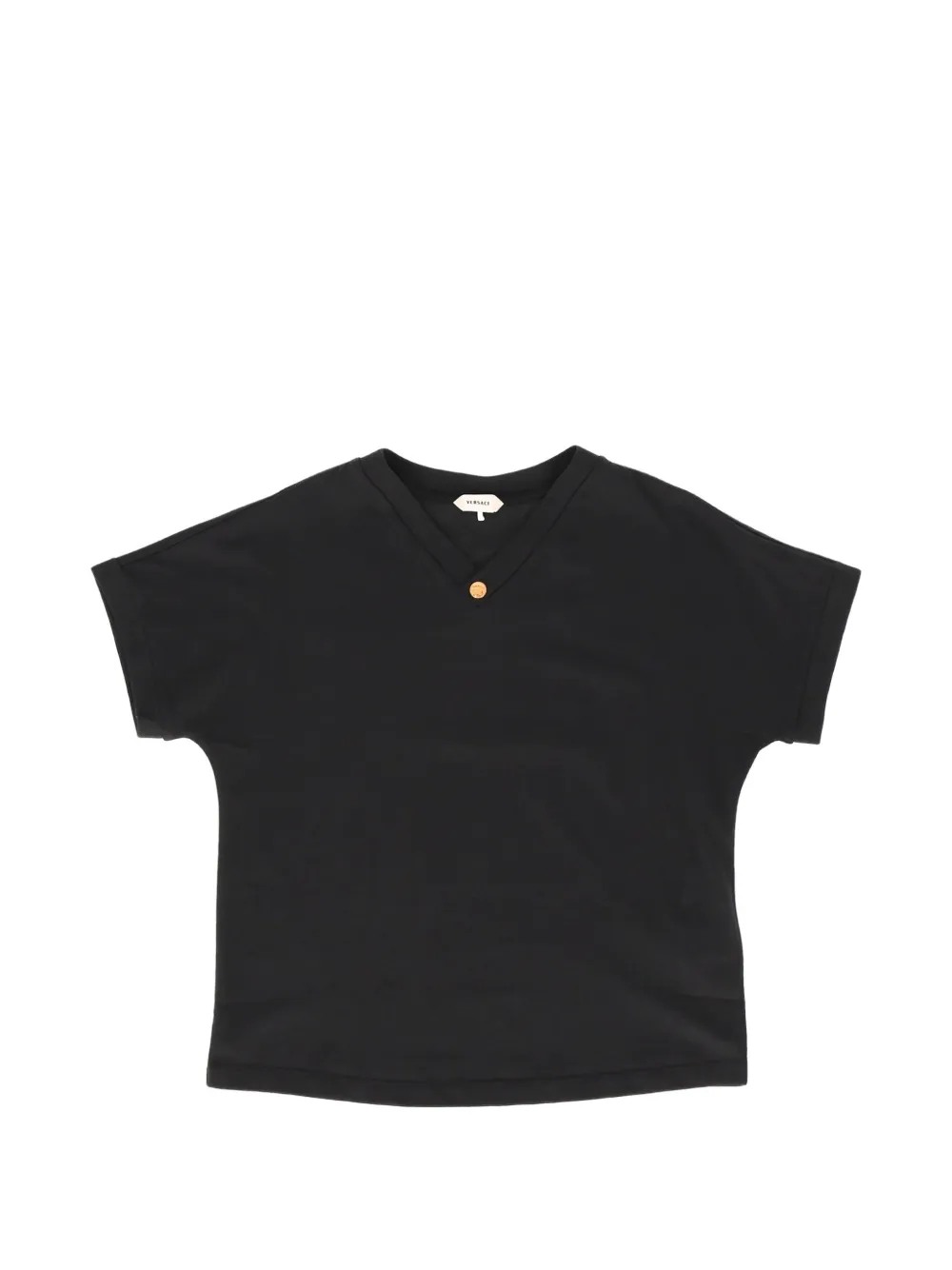 Versace Kids Medusa-button V-neck T-shirt - Nero