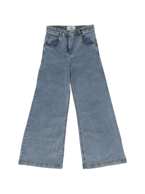 ETRO KIDS Pegaso-embroidered wide-leg jeans