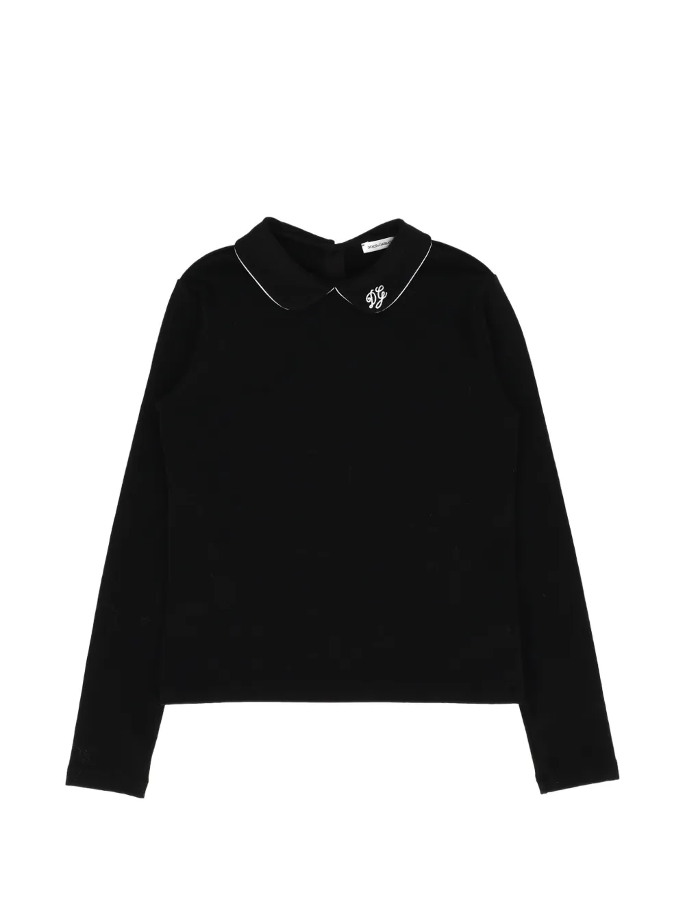 Dolce & Gabbana Kids Blusa con colletto alla Peter Pan e ricamo - Nero