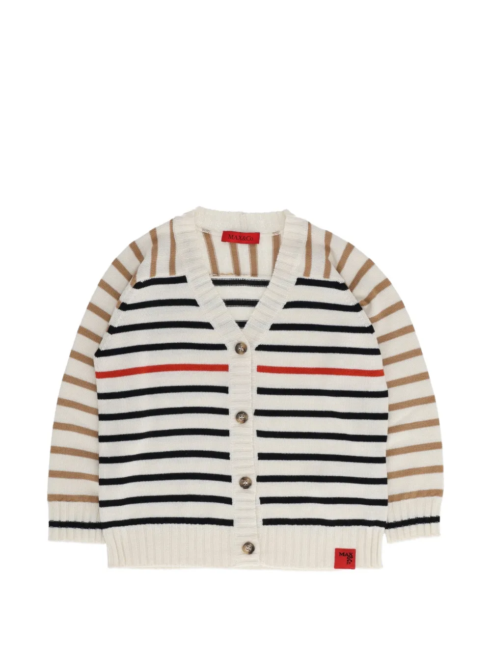 MAX&Co. Kids striped V-neck cardigan - Bianco