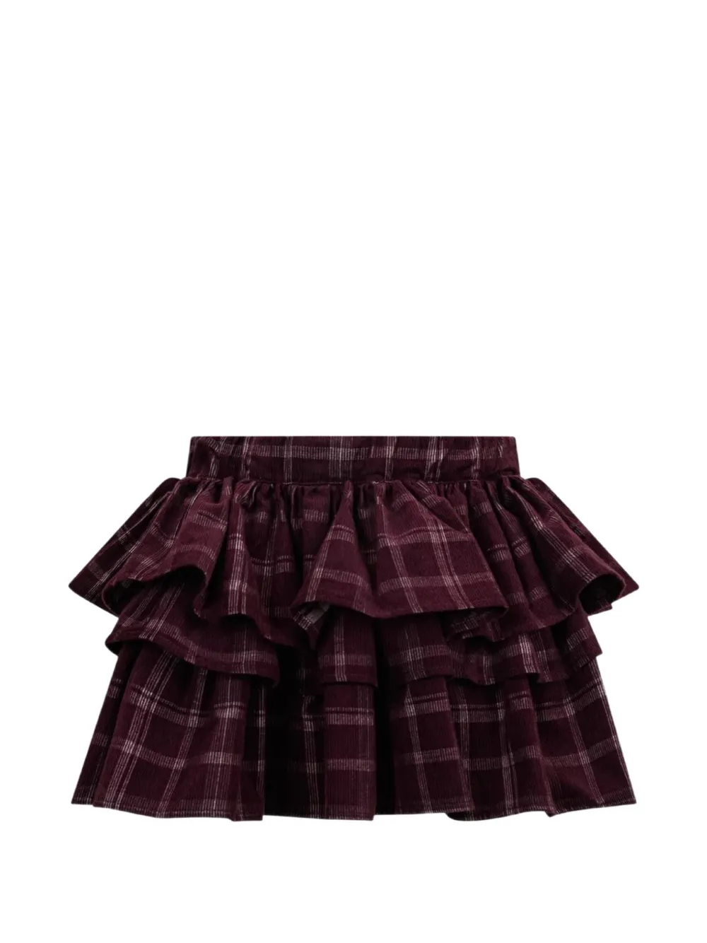 Douuod Kids check-pattern tiered skirt - Rosso