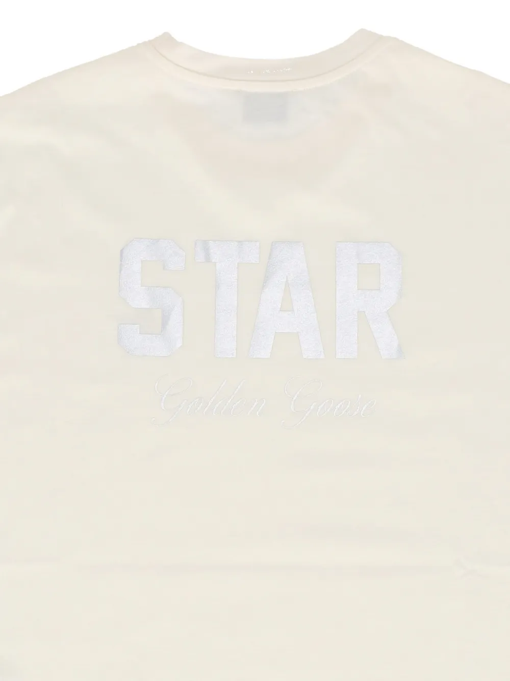 Golden Goose Kids' katoenen T-shirt met zilveren print Beige