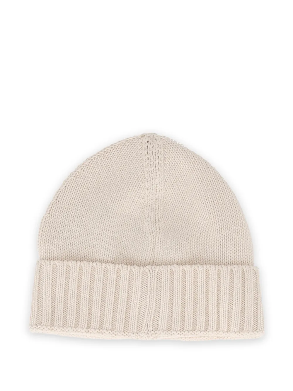 Stone Island Junior Muts met logopatch en geribbelde rand Beige