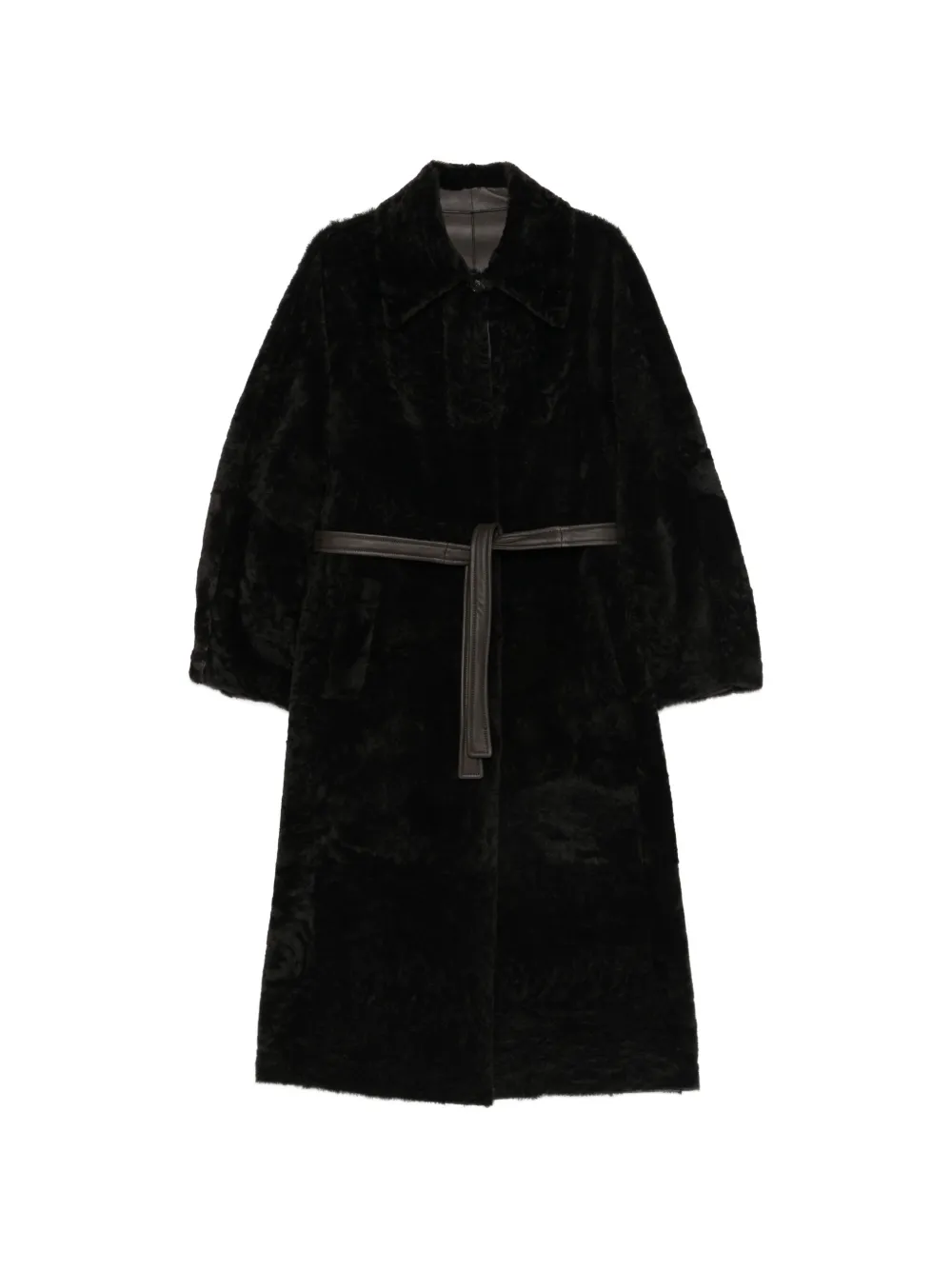 Blancha belted shearling coat - Marrone