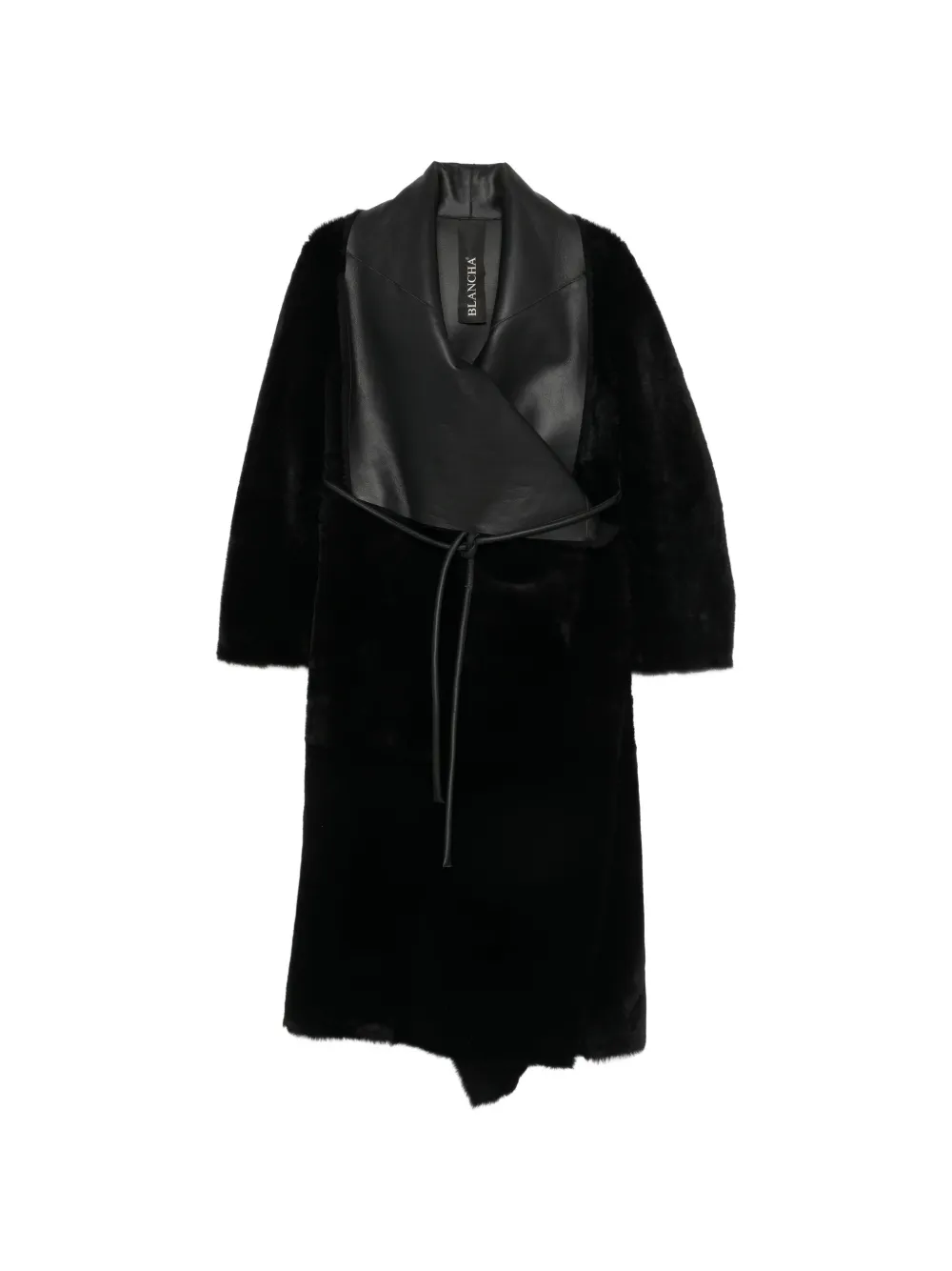 Blancha leather-panelled shearling coat - Nero