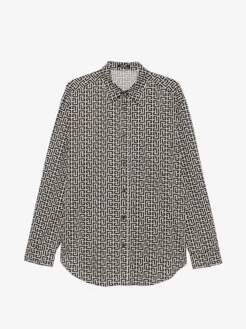 Balmain monogram-print button-down shirt