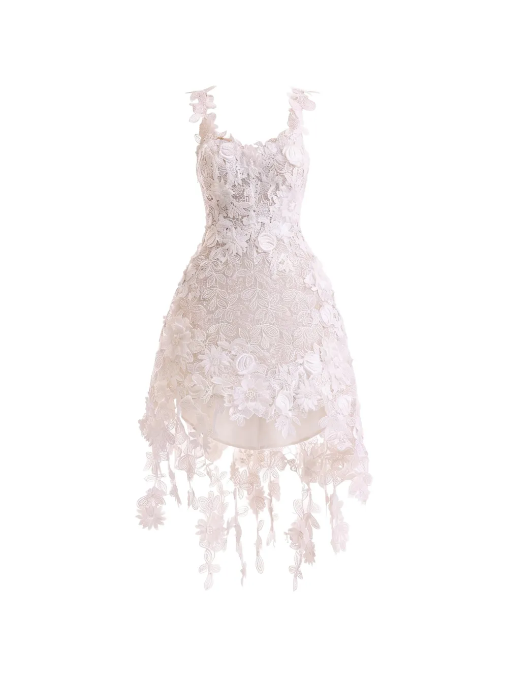 Gemy Maalouf floral-lace cage dress - White