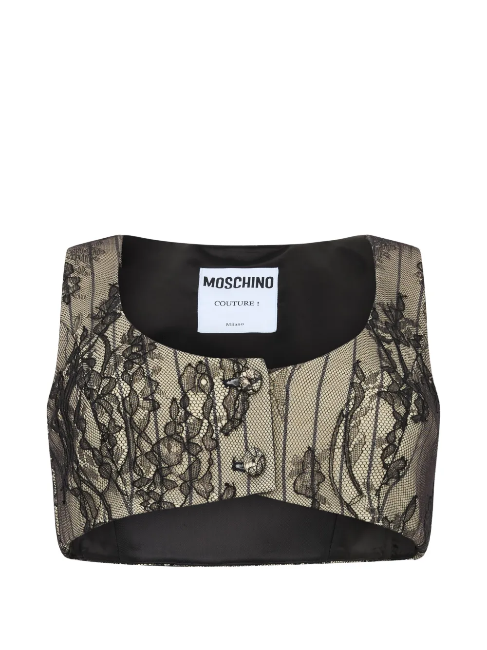 Moschino lace-overlay cropped top - Nude