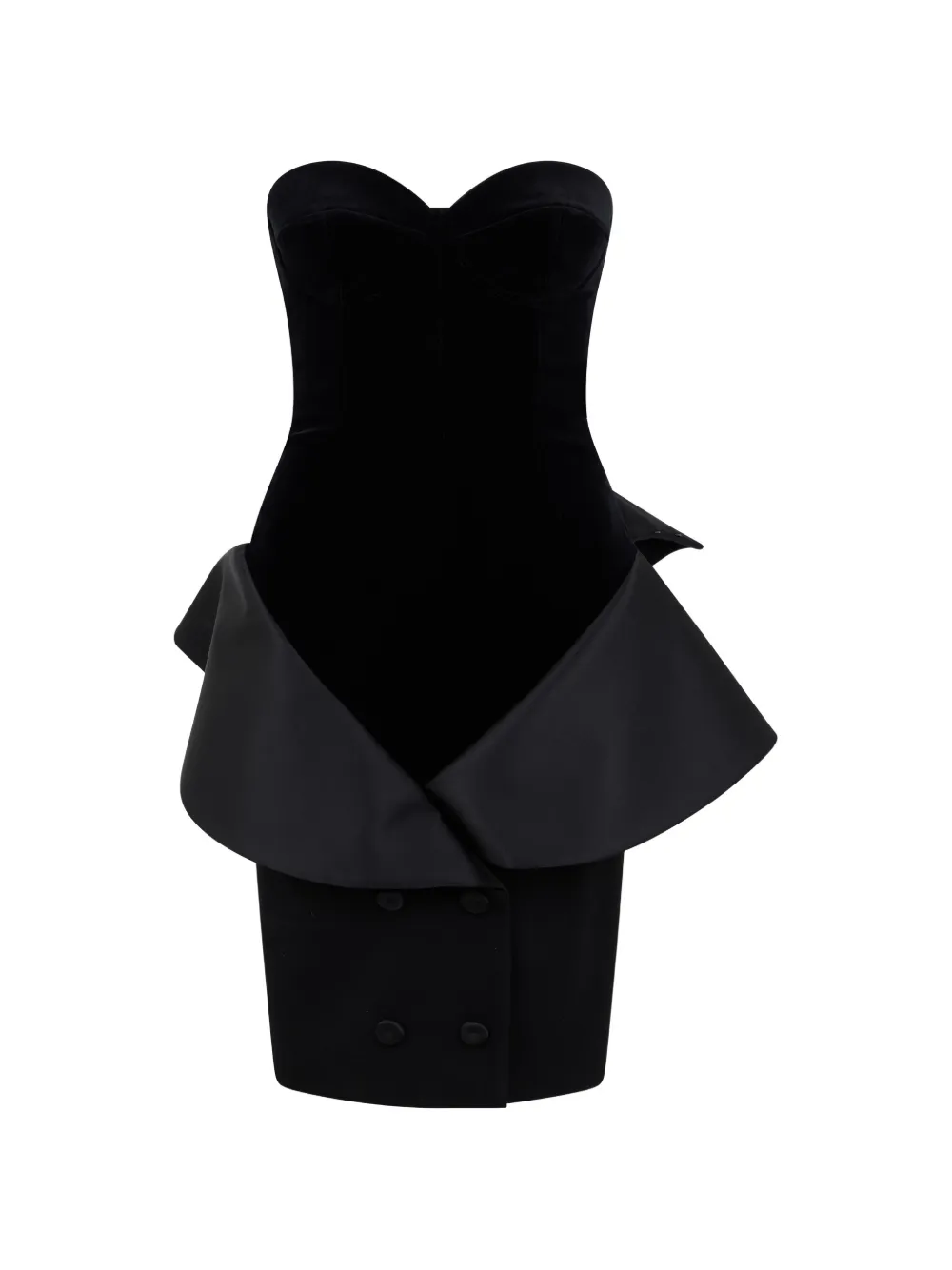 Moschino sweetheart-neck draped mini dress - Nero
