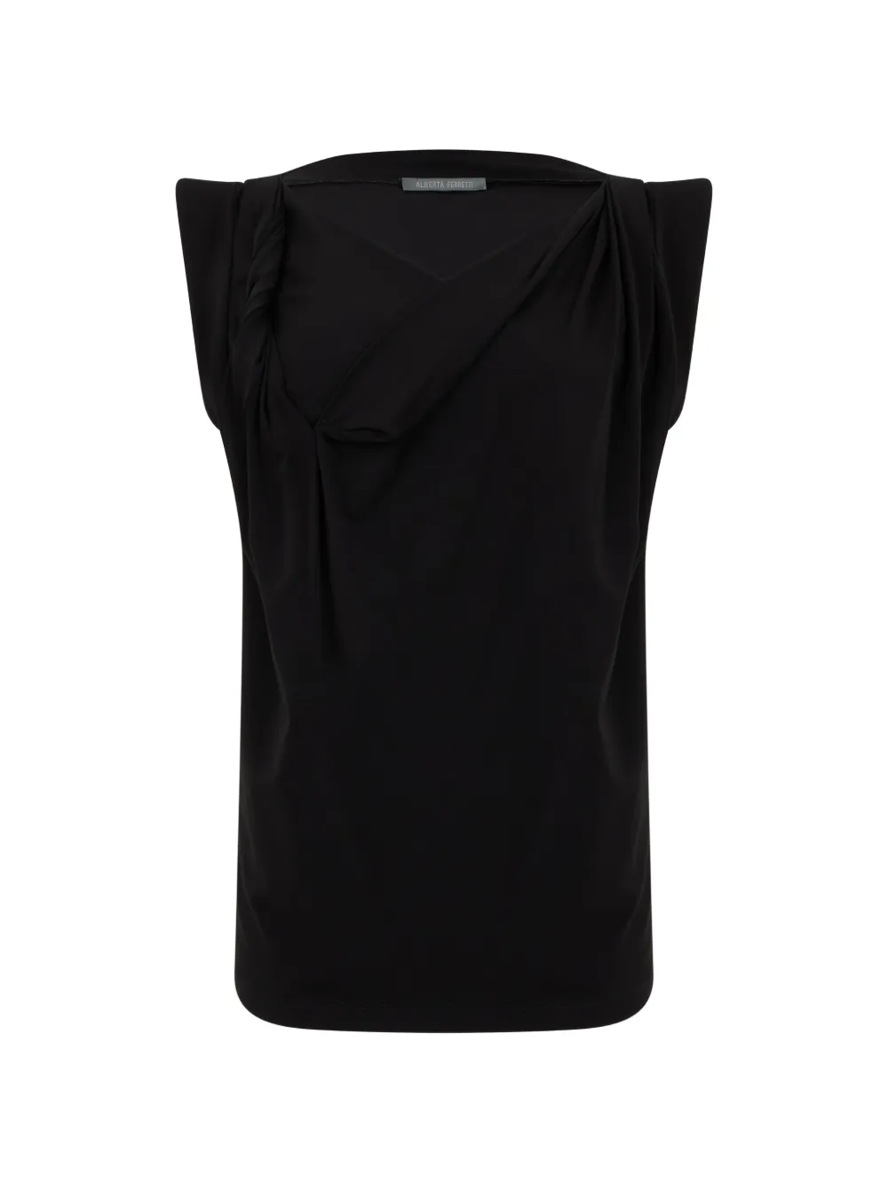 Alberta Ferretti draped padded-shoulder top - Nero