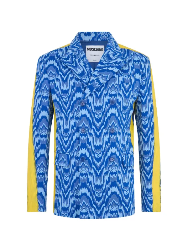 Moschino Double-breasted Chevron-print Blazer in Blue