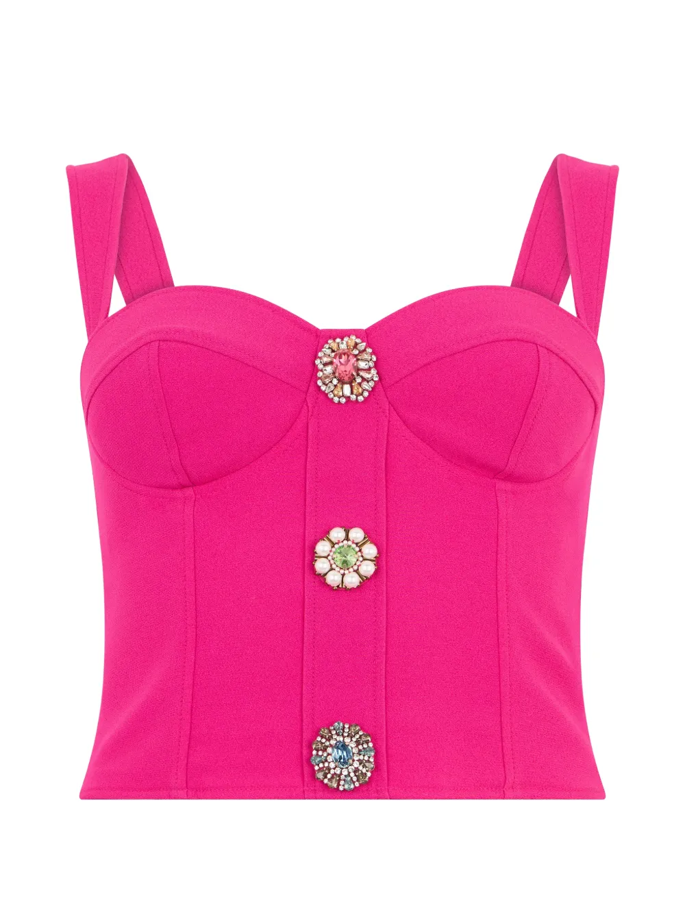 Moschino crystal-embellished sweetheart-neck top - Rosa