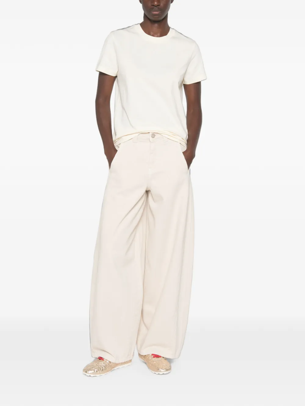 Moncler T-shirt met logopatch Beige